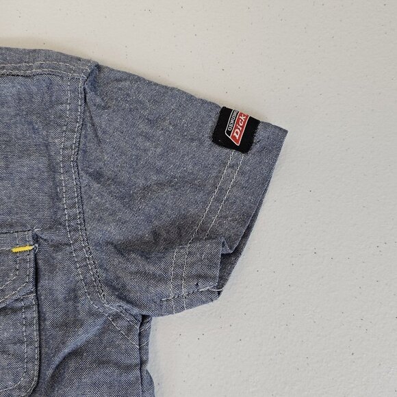 Dickies One Piece Baby Romper 6-9 mo Blue Denim Chambray Garage Moto Boy Girl - Picture 14 of 16